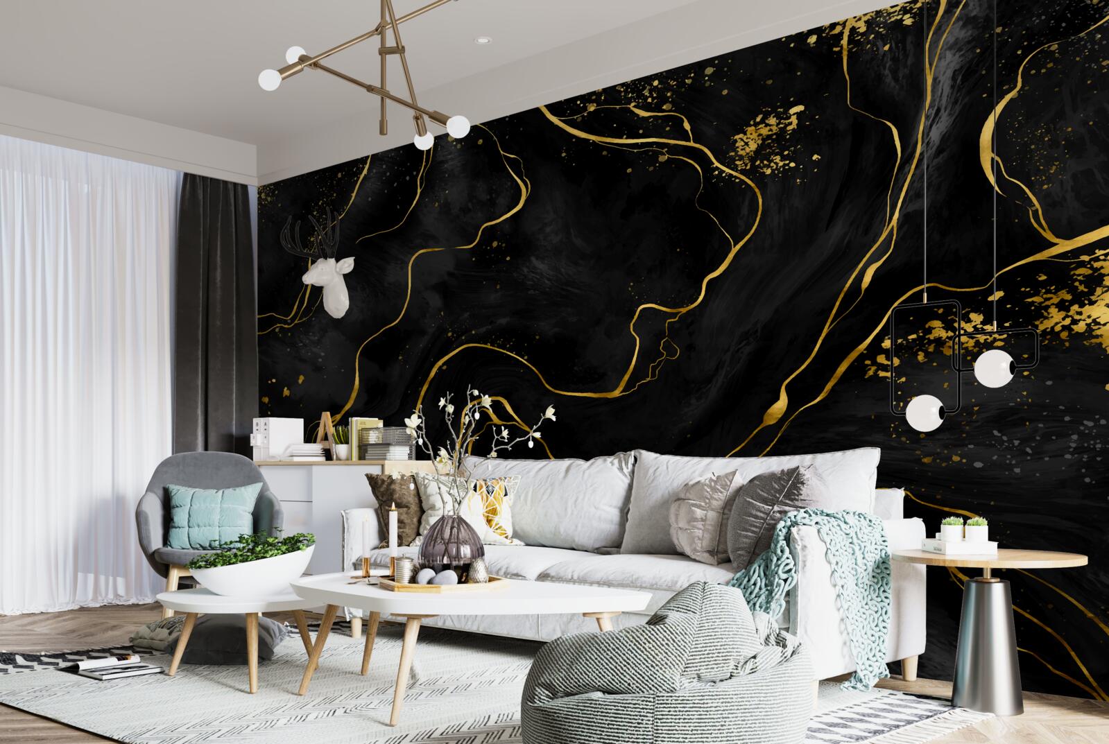 Fototapeta mramorové pozadie v odtieňoch čiernej a zlatej