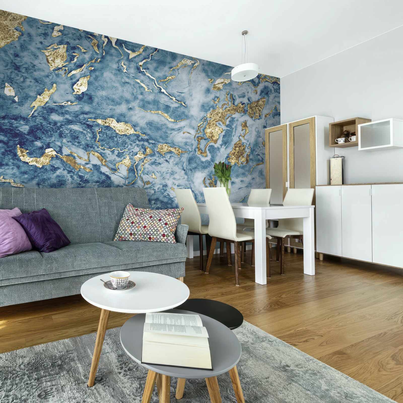 Fototapeta modrý mramor so zlatými žilami