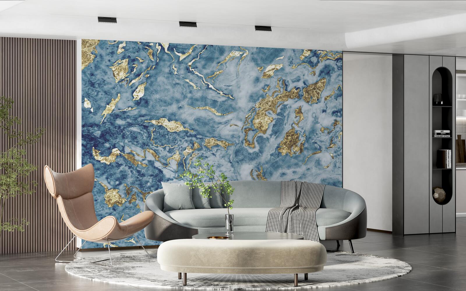 Fototapeta modrý mramor so zlatými žilami