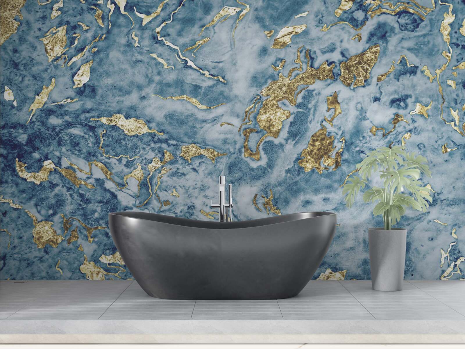 Fototapeta modrý mramor so zlatými žilami