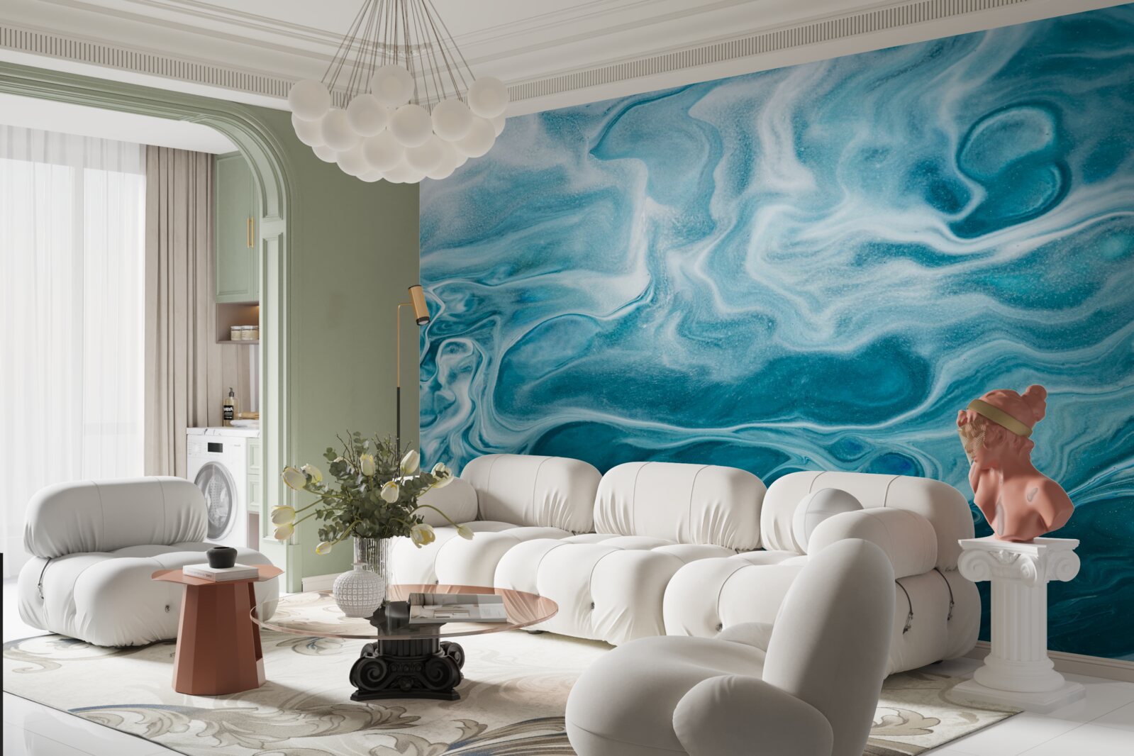 Fototapeta jemný tyrkysový odtieň mramoru