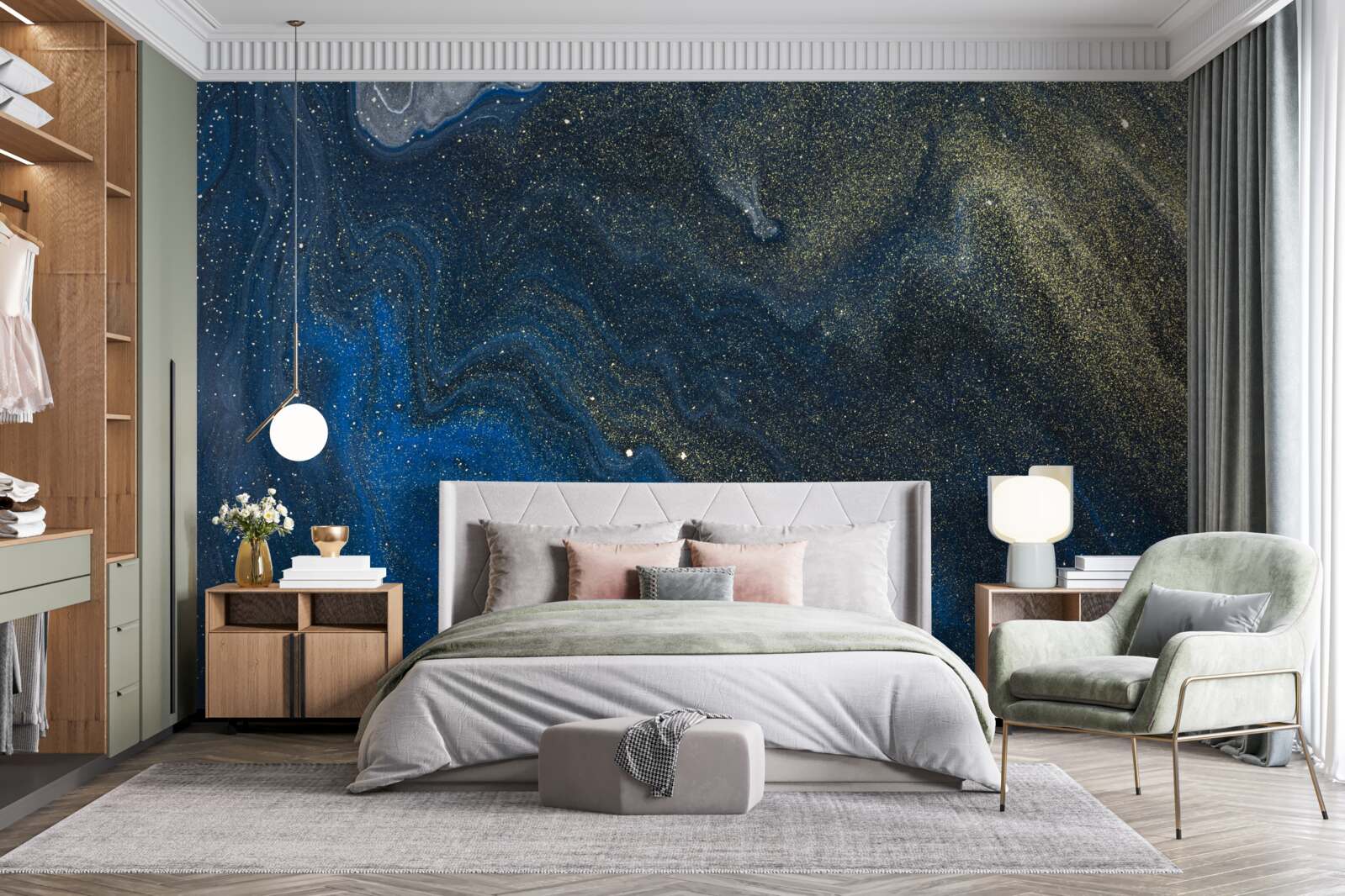 Fototapeta modrý a zlatý prach