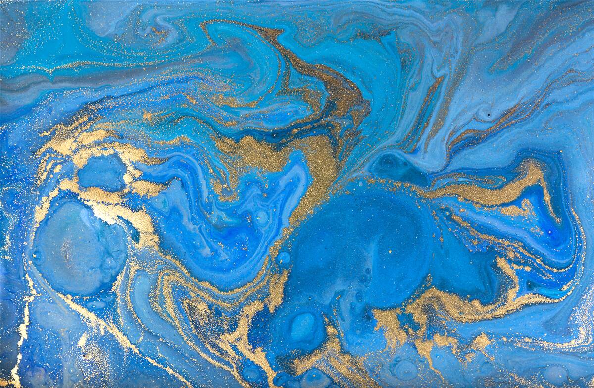 Fototapeta modrý a zlatý mramorový štýl