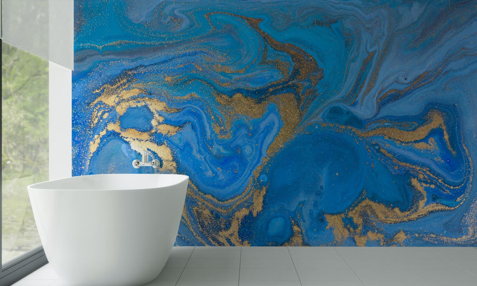 Fototapeta modrý a zlatý mramorový štýl