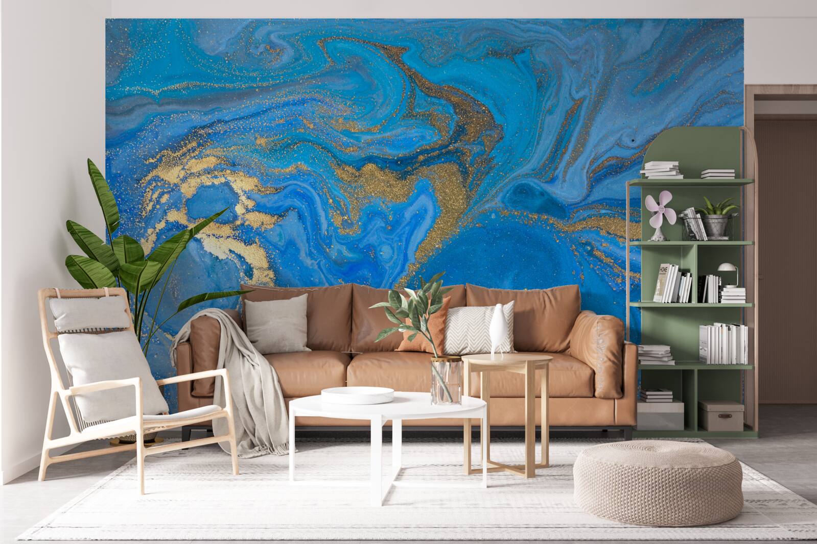 Fototapeta modrý a zlatý mramorový štýl