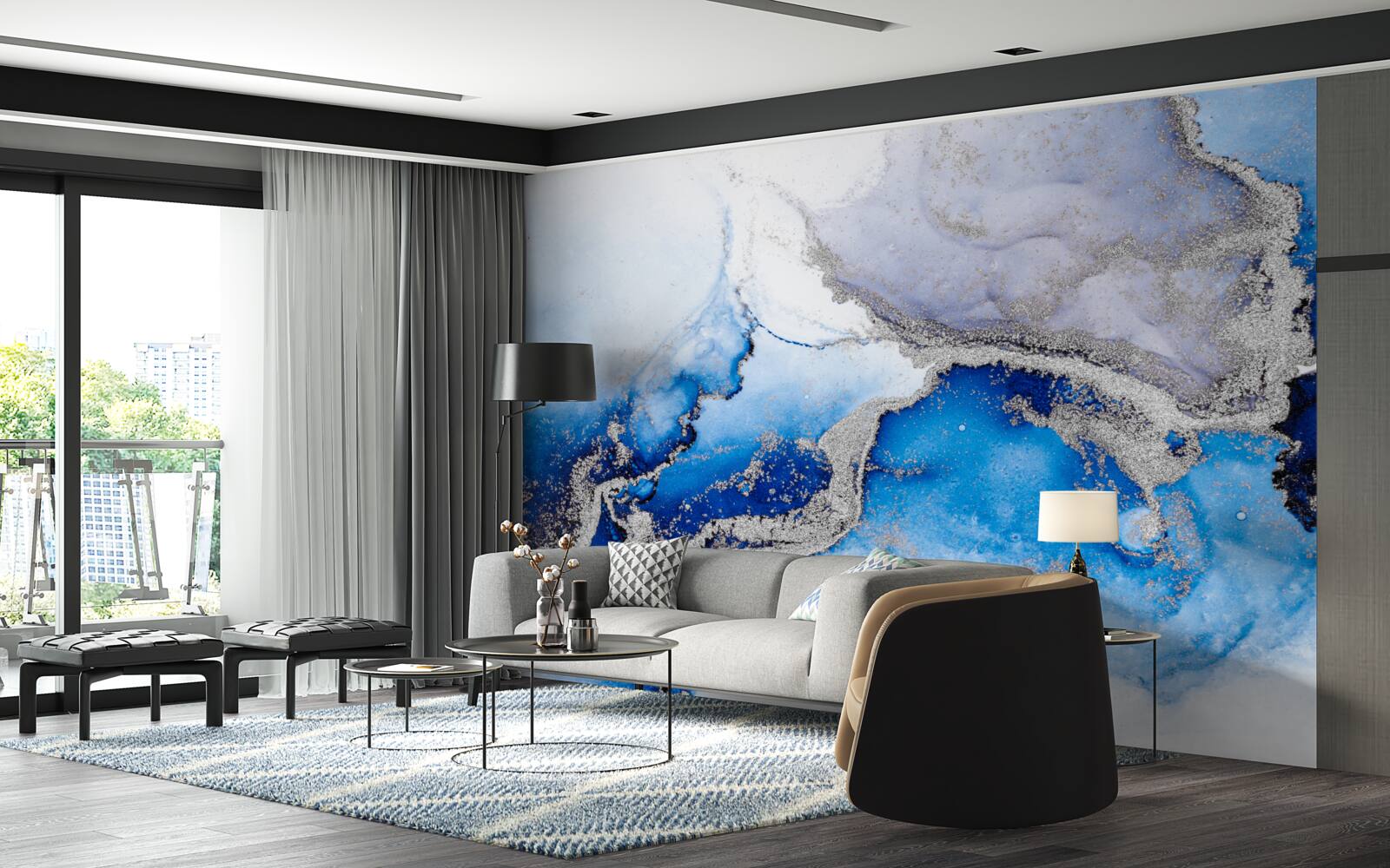 Fototapeta extravagantné abstraktné pozadie v modrom tóne