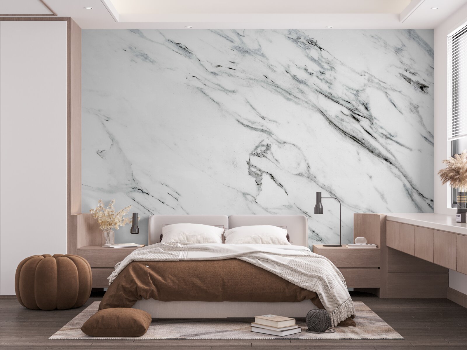 Fototapeta biely mramor so sivými pruhmi