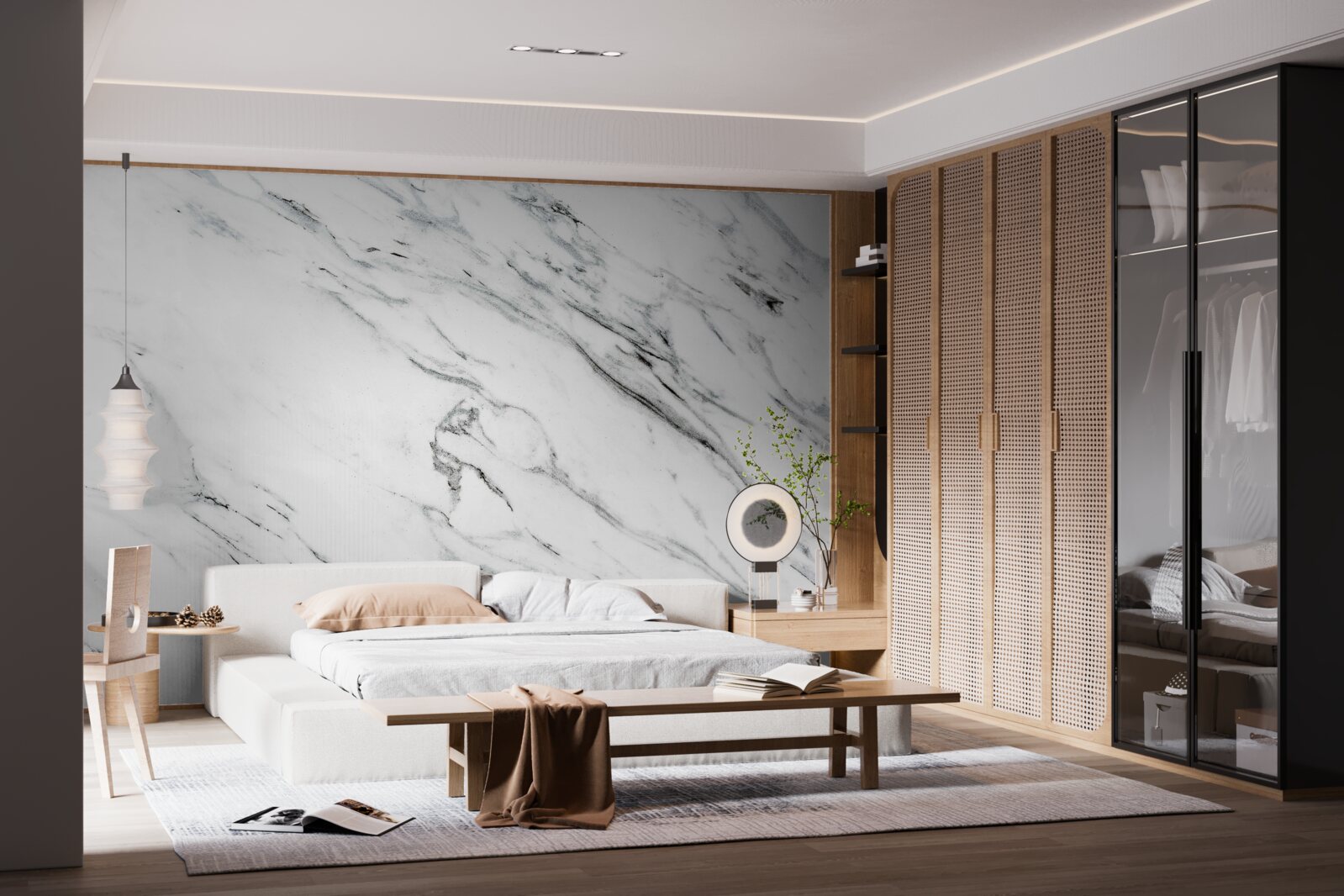 Fototapeta biely mramor so sivými pruhmi