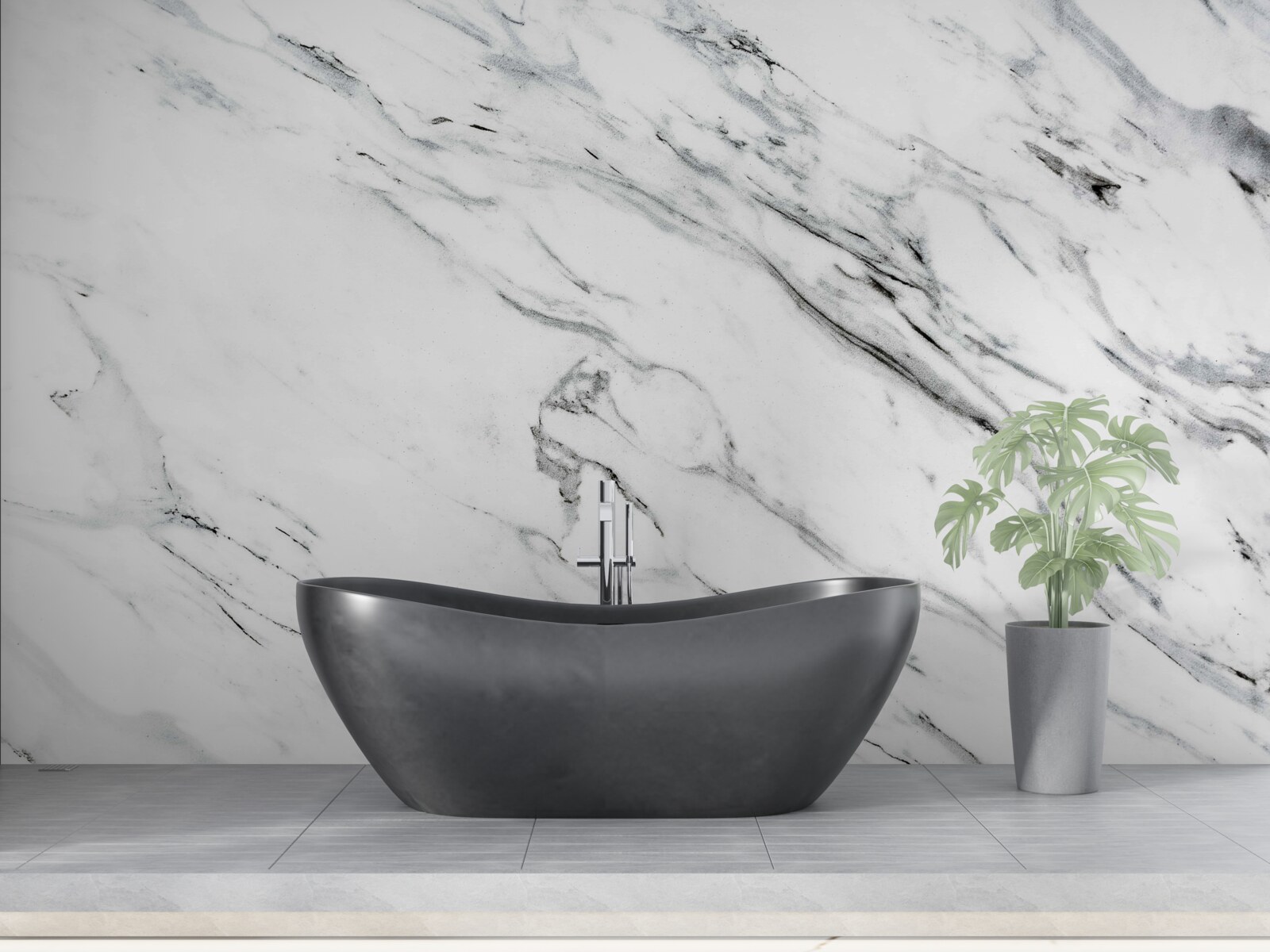 Fototapeta biely mramor so sivými pruhmi