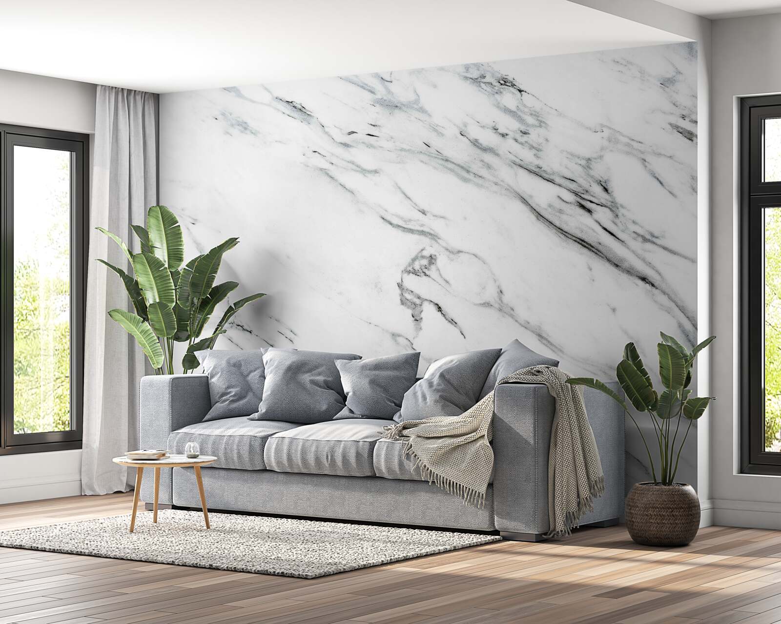 Fototapeta biely mramor so sivými pruhmi