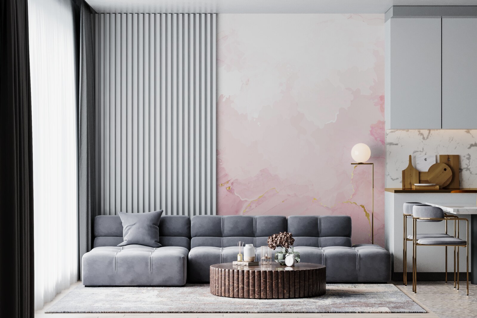 Fototapeta mramor v jemných odtieňoch bielej a ružovej