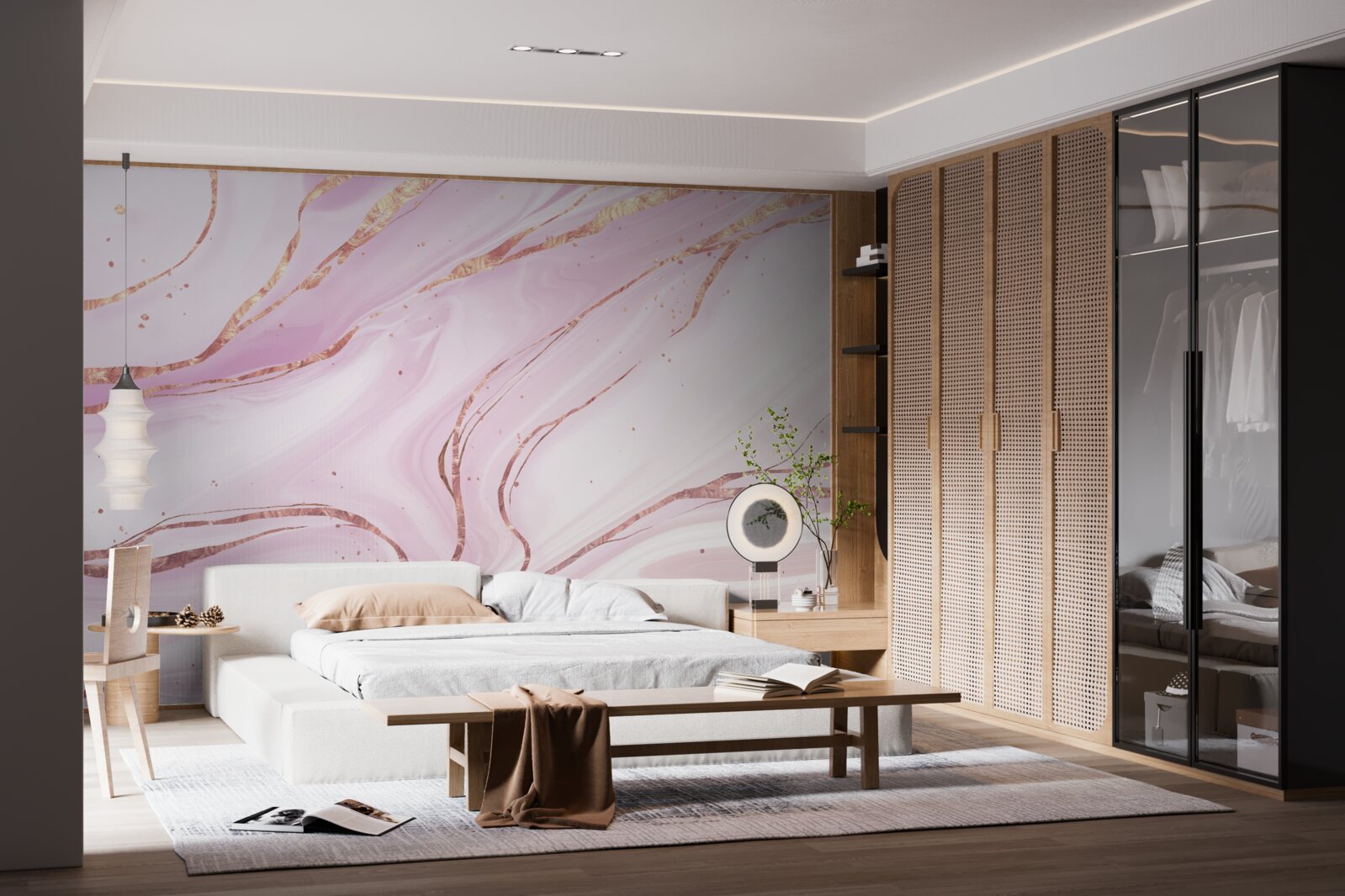 Fototapeta mramor v prašnom ružovom odtieni