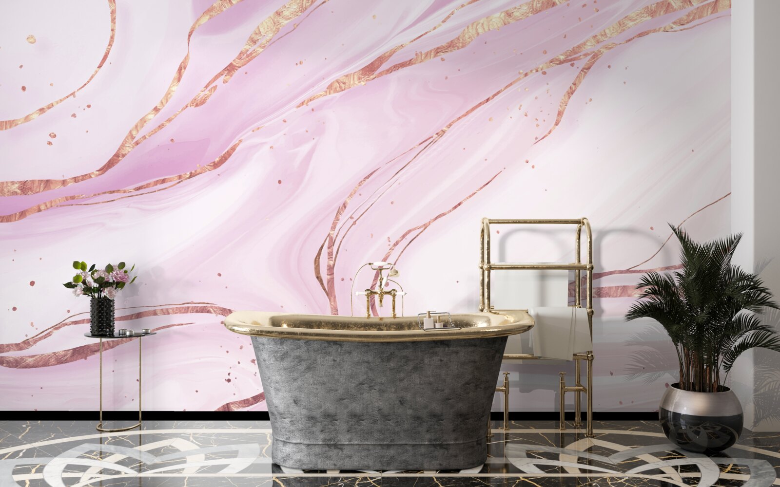 Fototapeta mramor v prašnom ružovom odtieni