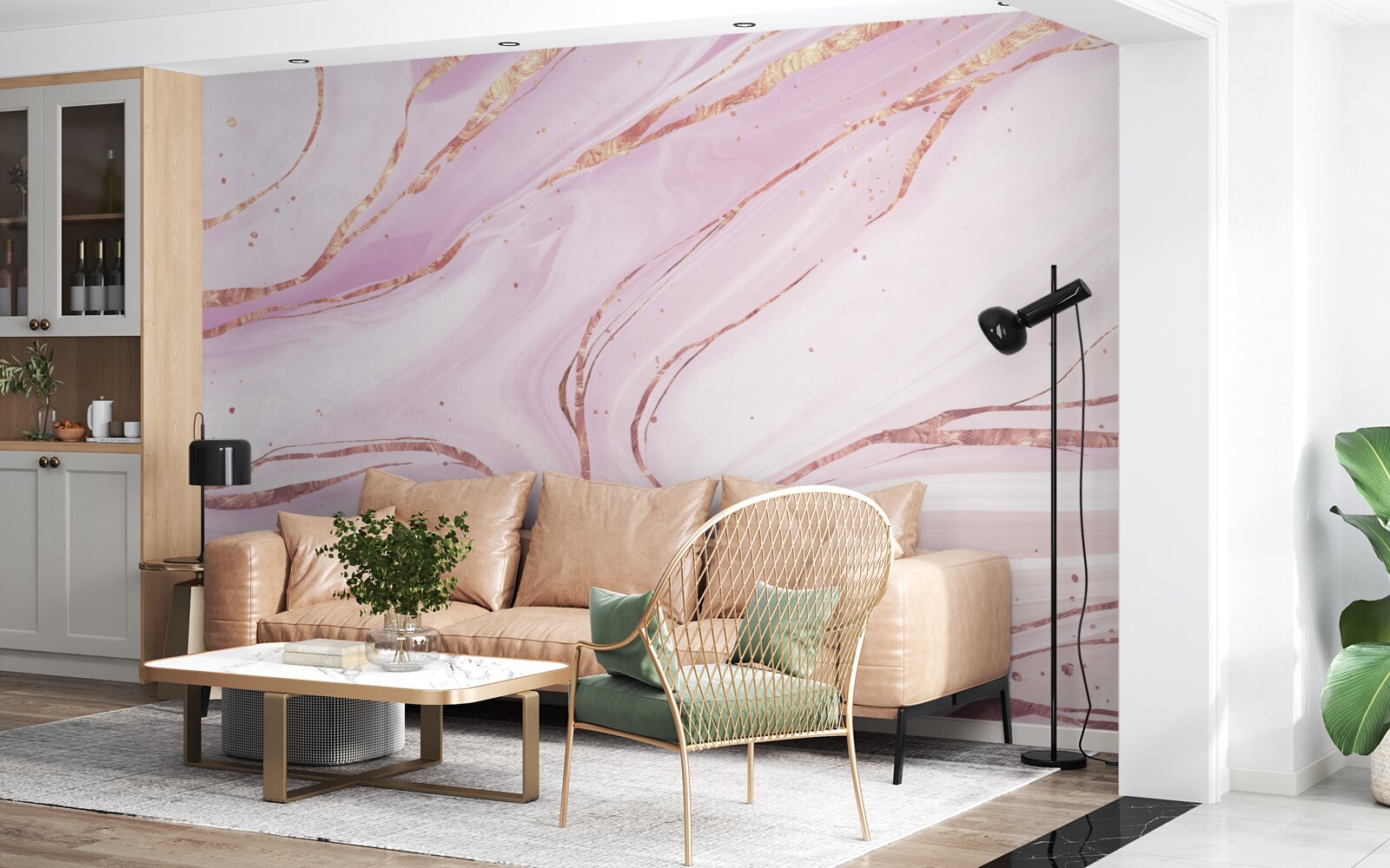 Fototapeta mramor v prašnom ružovom odtieni