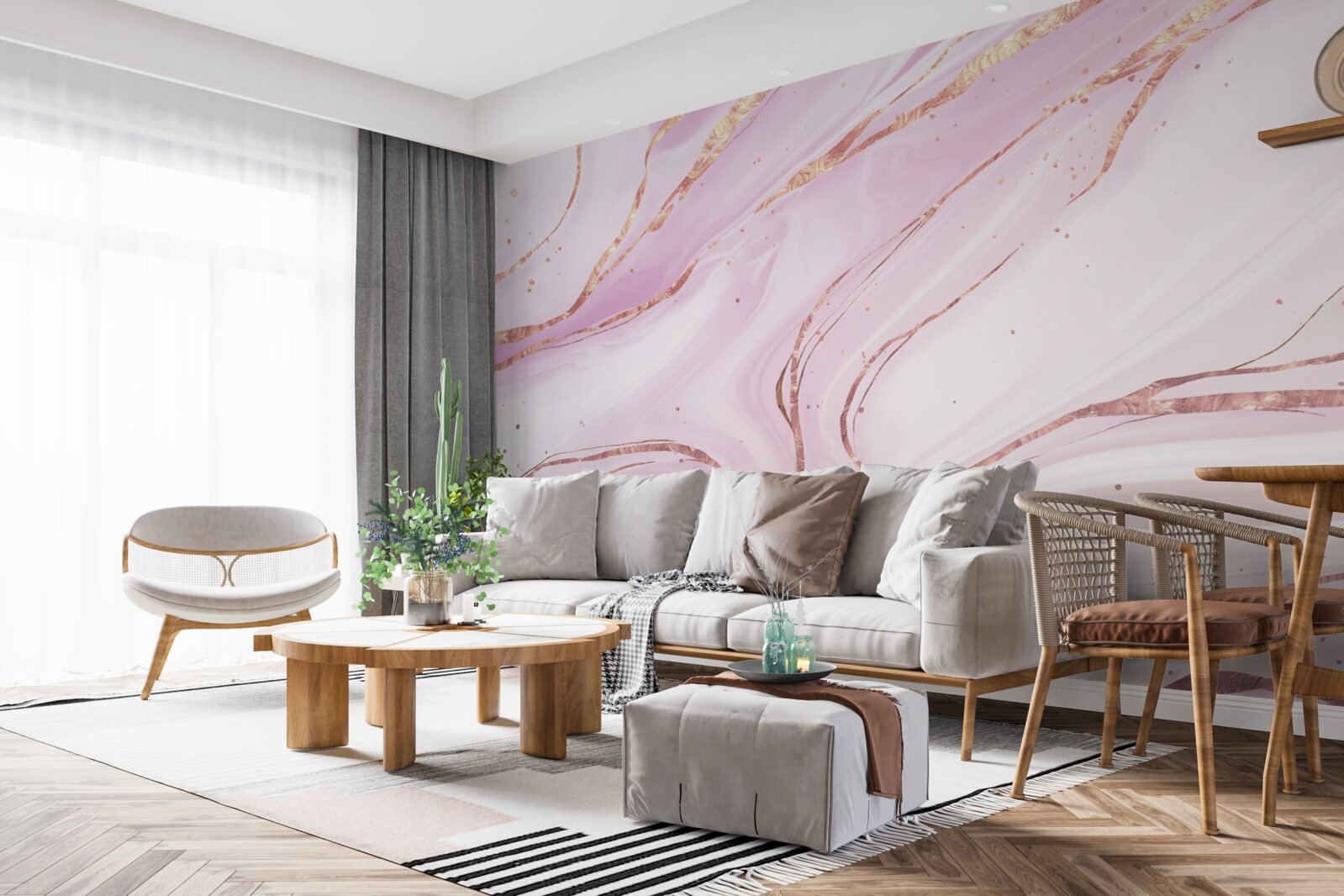 Fototapeta mramor v prašnom ružovom odtieni