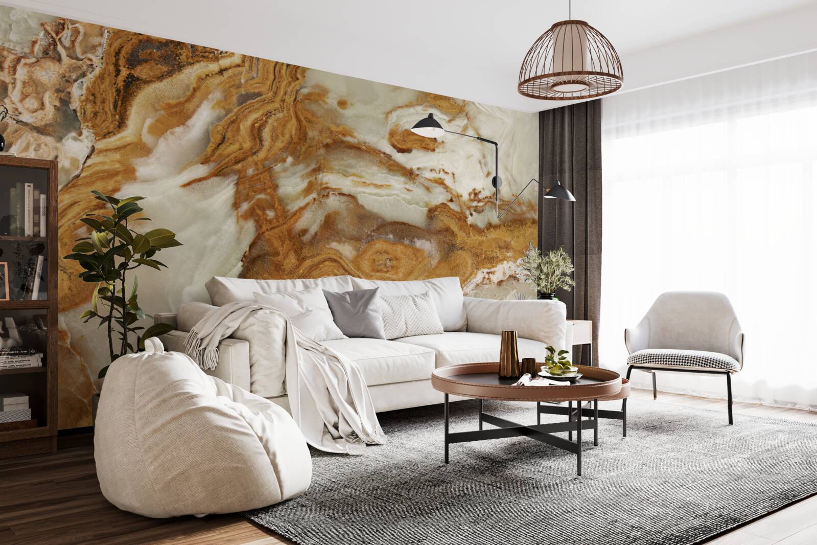 Fototapeta biely mramor s hnedými žilkami