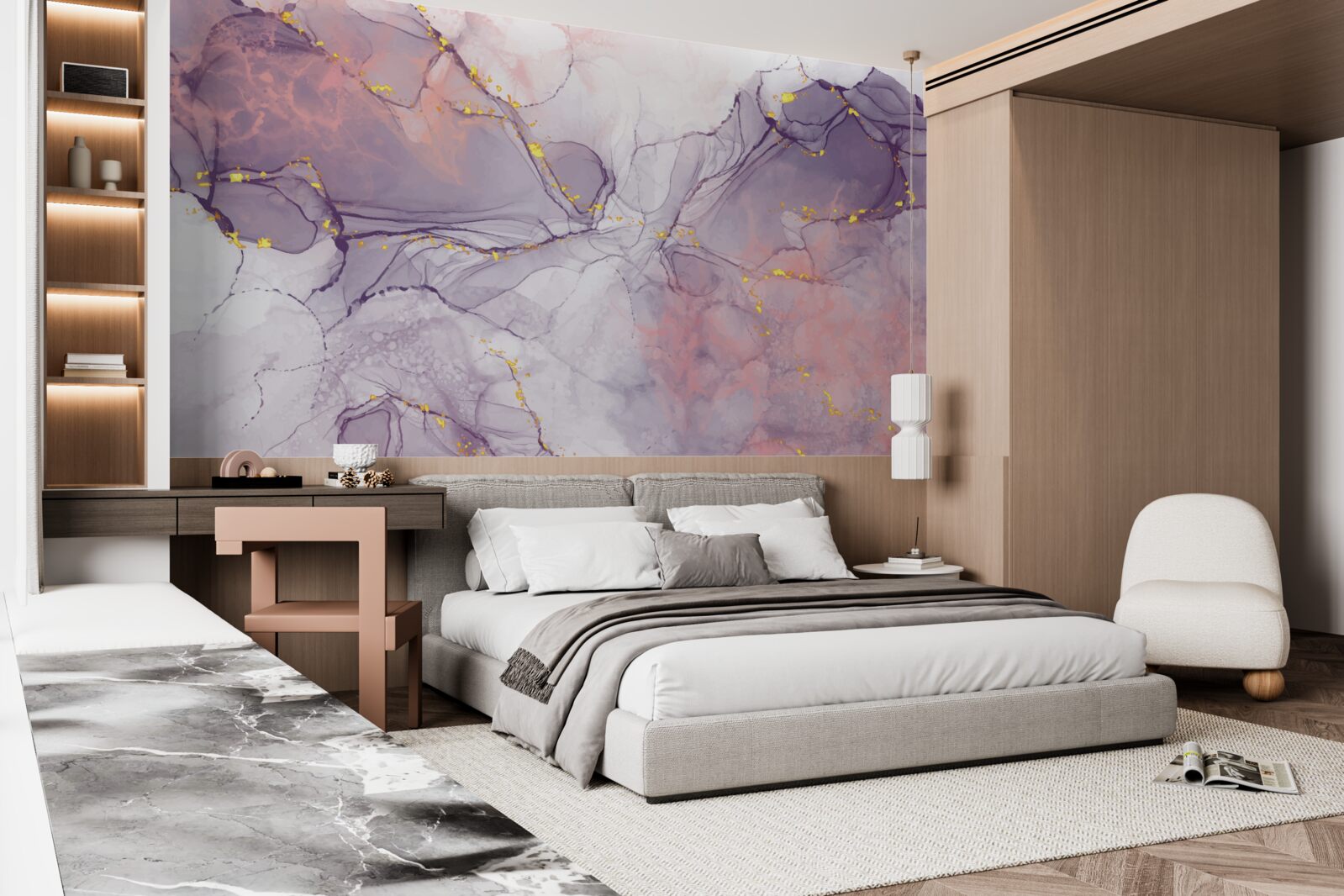 Fototapeta mramorové pozadie v odtieňoch ružovej a fialovej