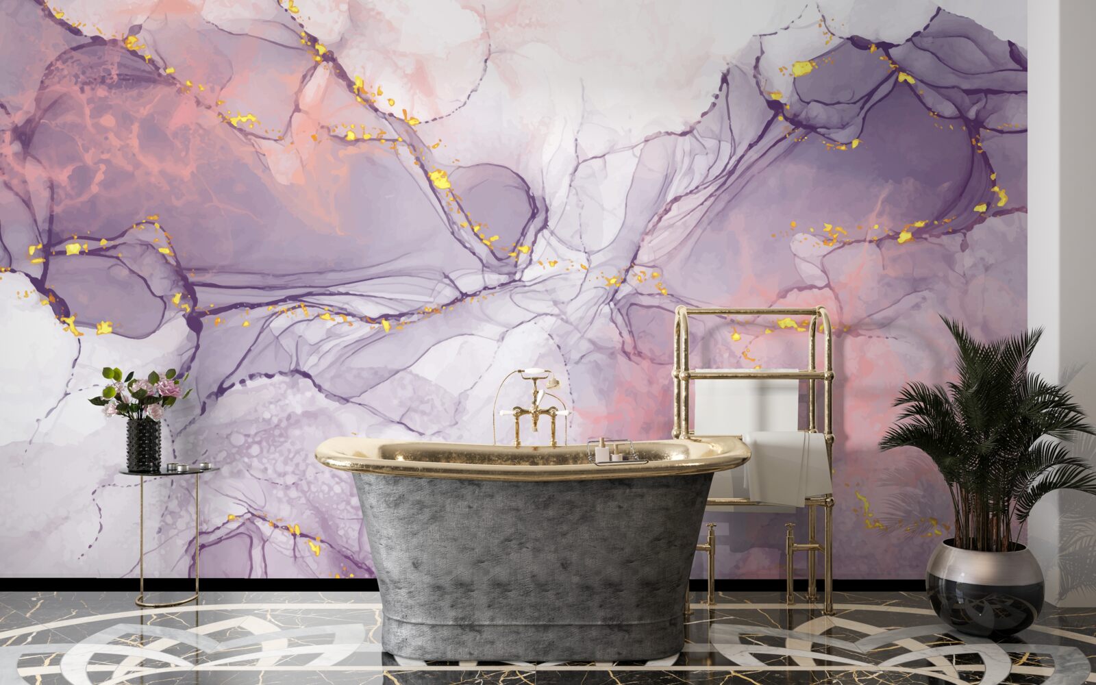 Fototapeta mramorové pozadie v odtieňoch ružovej a fialovej