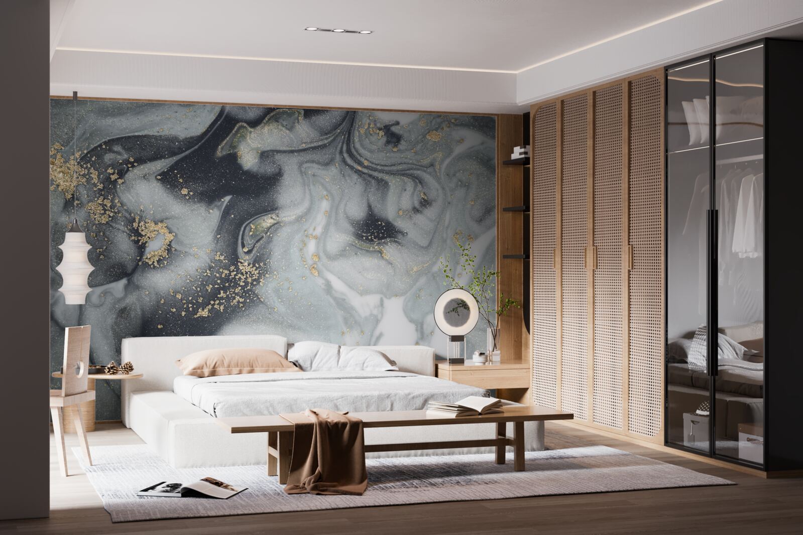 Fototapeta zlaté zrnká piesku na sivom mramorovom povrchu