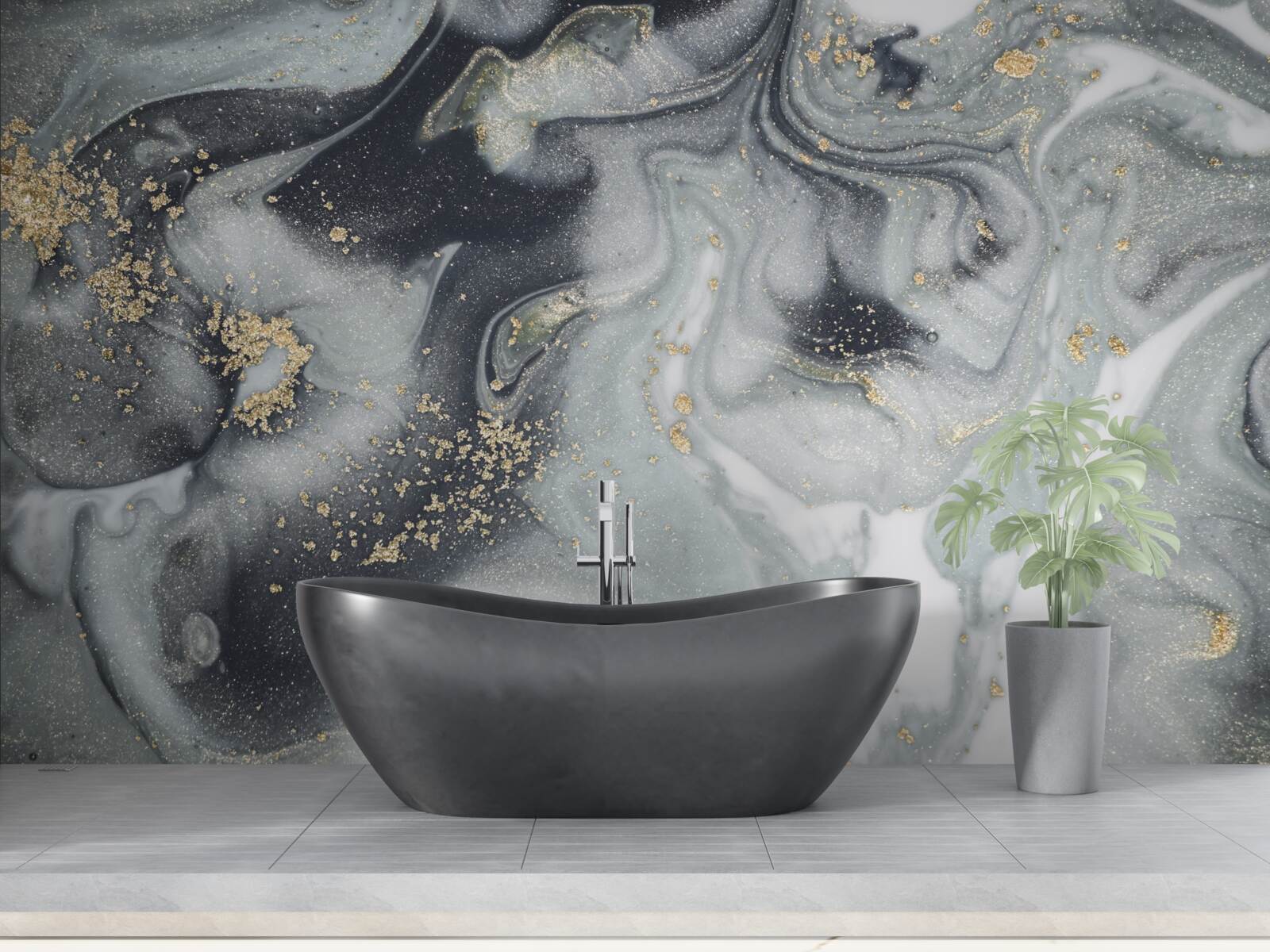 Fototapeta zlaté zrnká piesku na sivom mramorovom povrchu