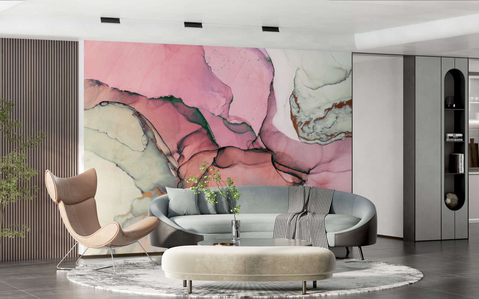 Fototapeta mramor v odtieňoch ružovej, inšpirovaný abstrakciou