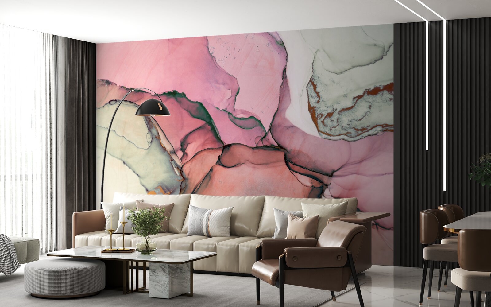 Fototapeta mramor v odtieňoch ružovej, inšpirovaný abstrakciou