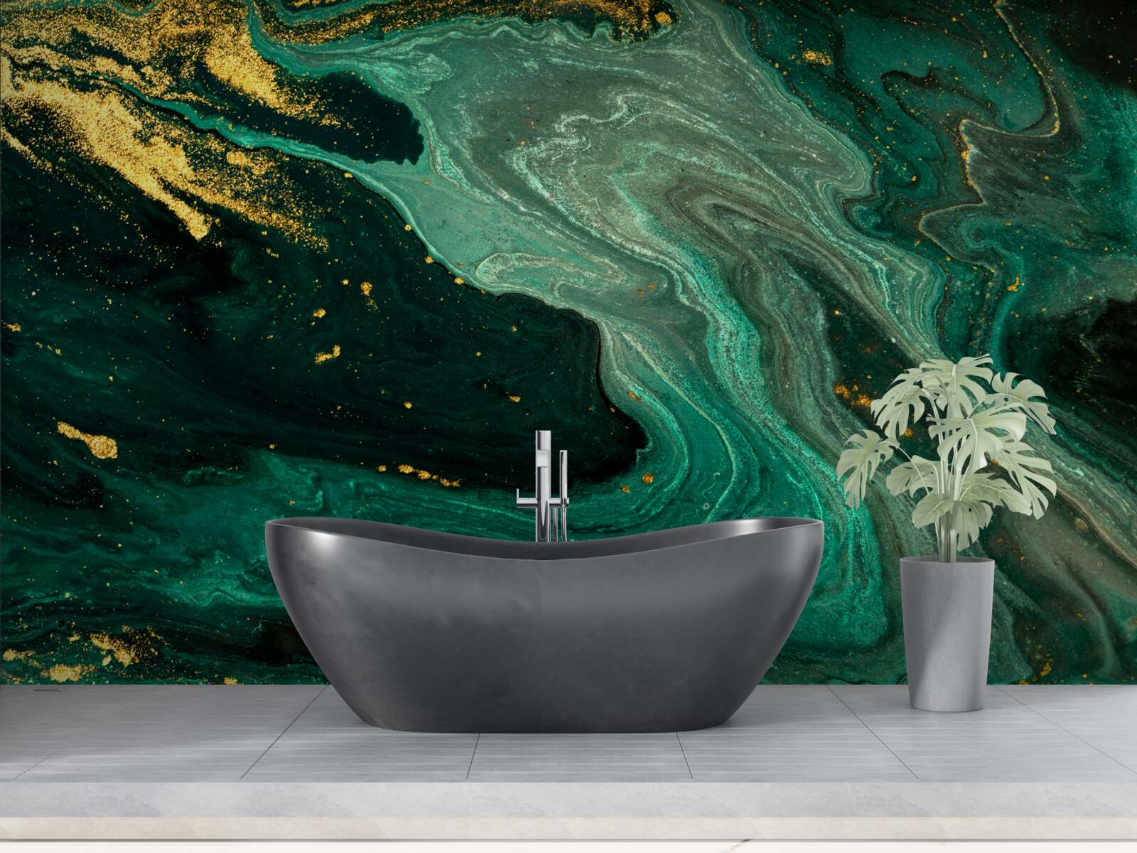 Fototapeta zlaté vzory na smaragdovom pozadí