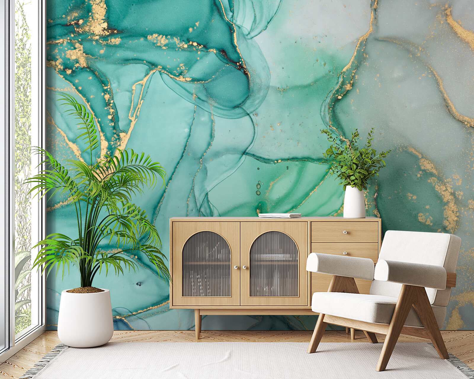 Fototapeta smaragdová abstrakcia so zlatými odtieňmi