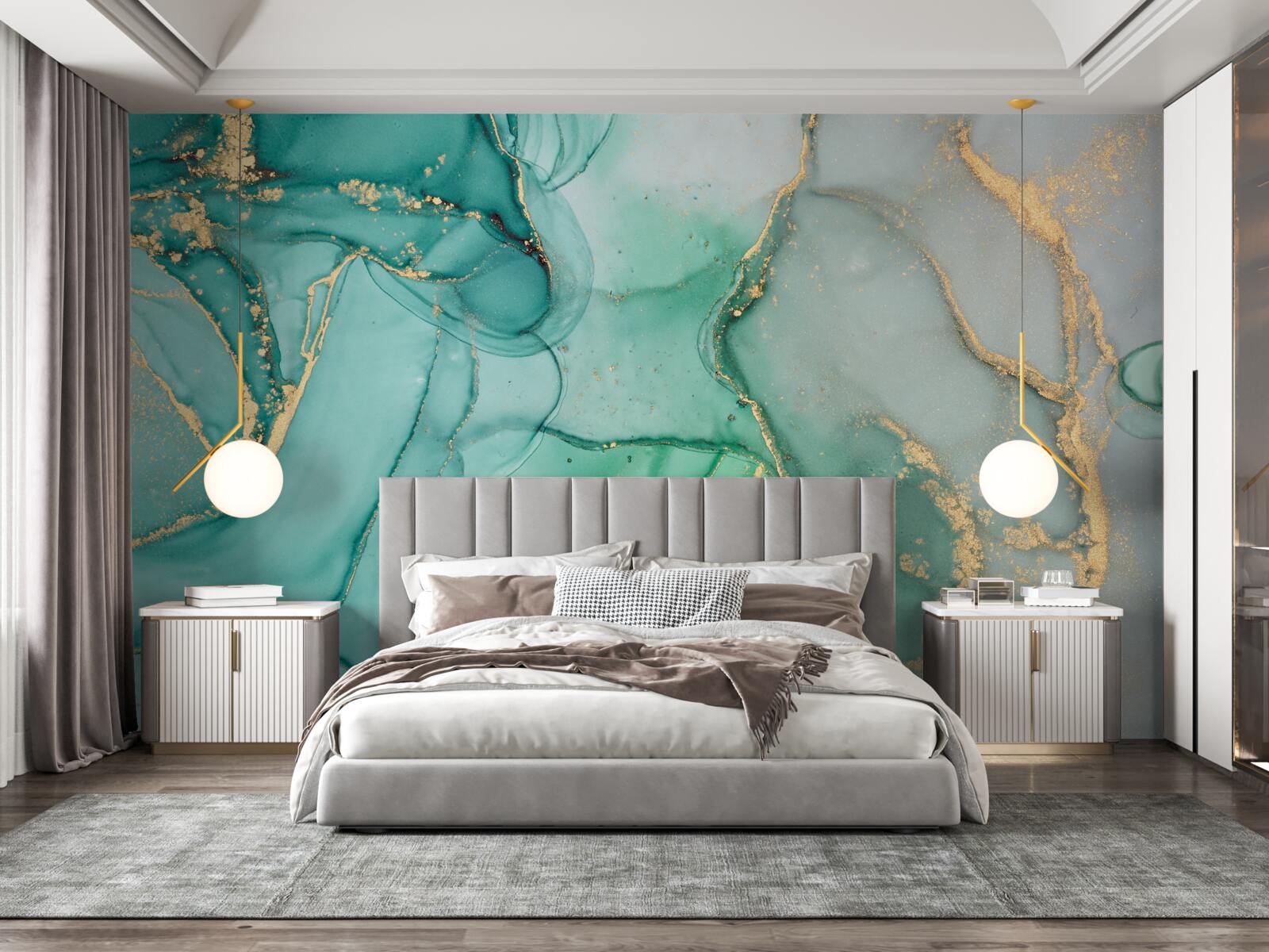 Fototapeta smaragdová abstrakcia so zlatými odtieňmi