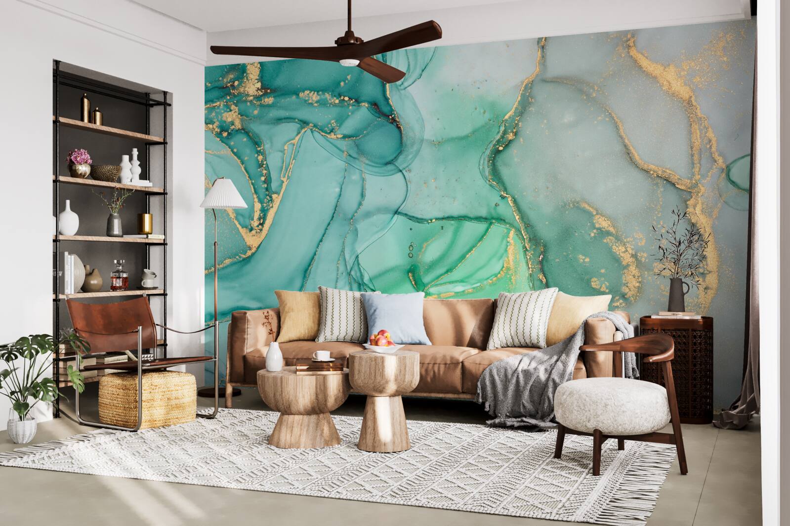 Fototapeta smaragdová abstrakcia so zlatými odtieňmi