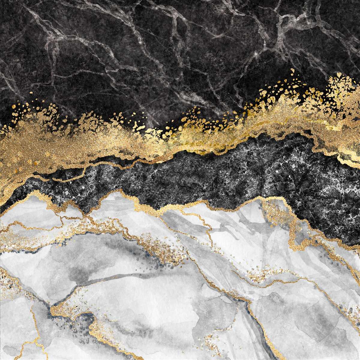Fototapeta mramor so zlatom na čiernom pozadí