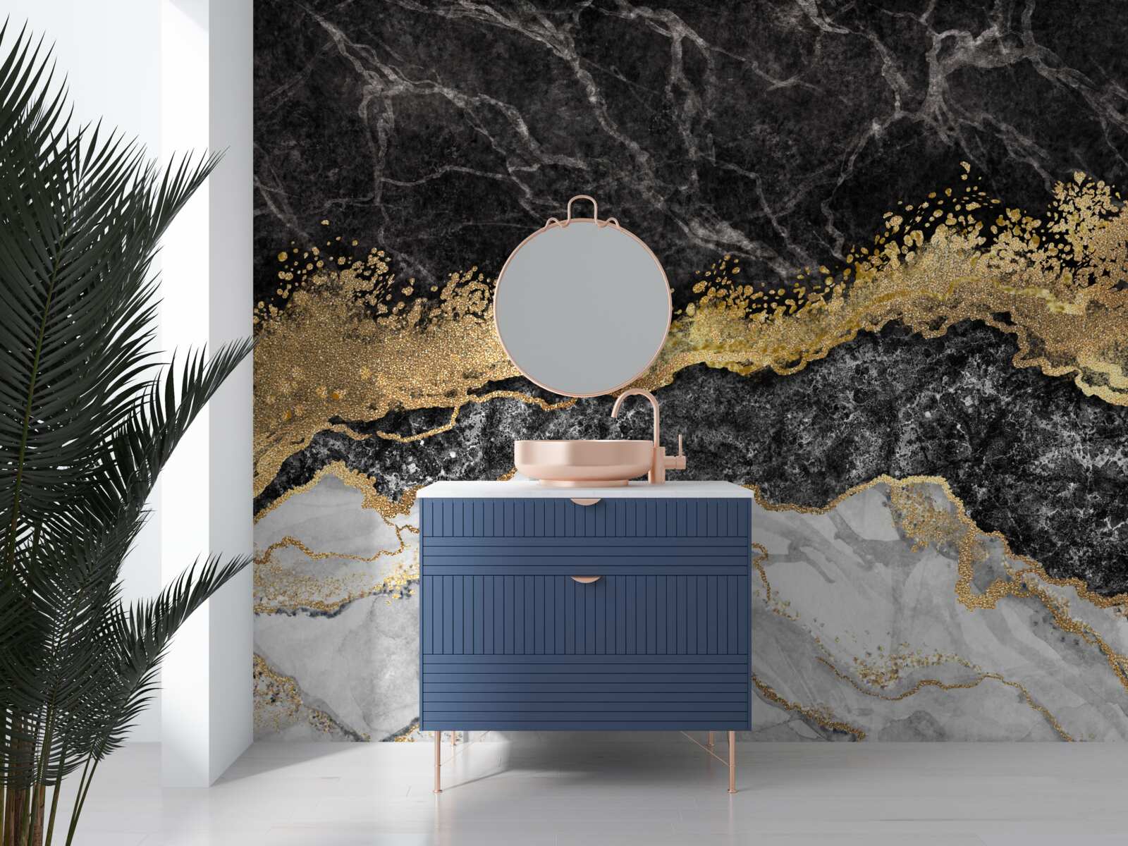 Fototapeta mramor so zlatom na čiernom pozadí