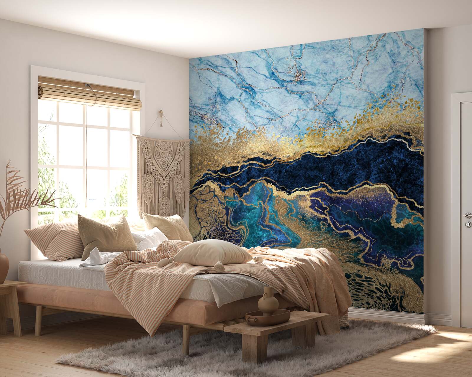 Fototapeta luxusný modrý mramor so zlatými žilami