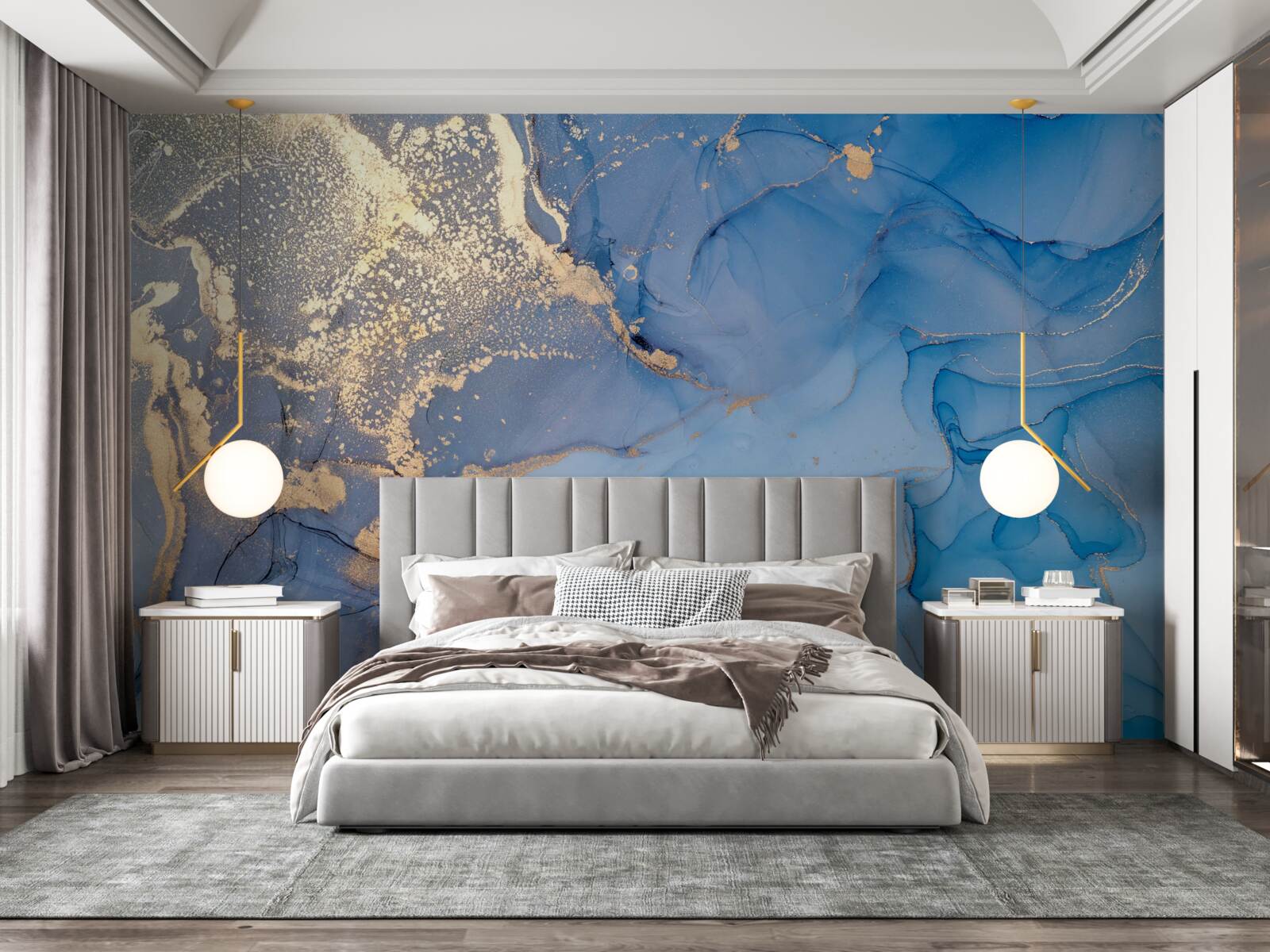 Fototapeta zlatistý mok s modrou