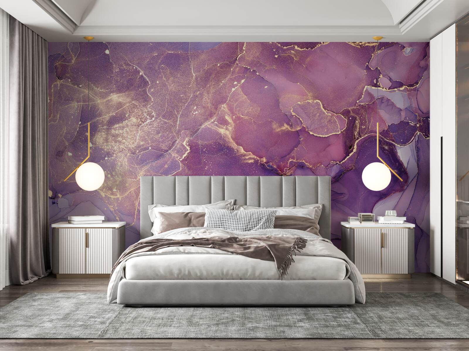 Fototapeta mramorový podklad v zlatej farbe s fialovým nádychom