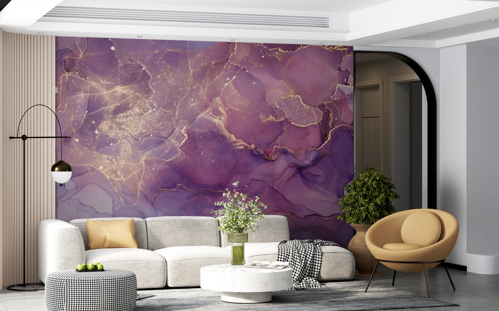 Fototapeta mramorový podklad v zlatej farbe s fialovým nádychom