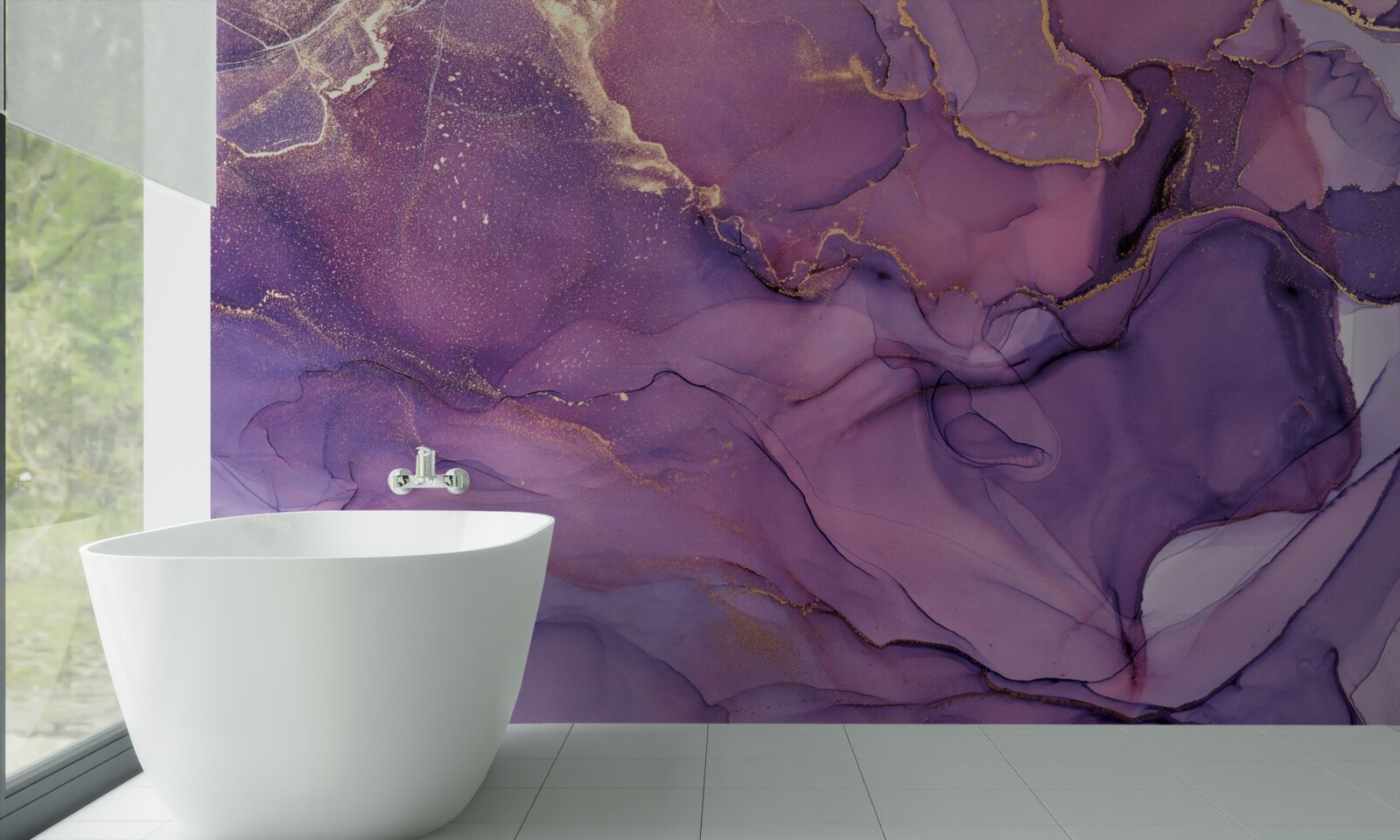 Fototapeta mramorové pozadie v lila odtieni so zlatými prvkami