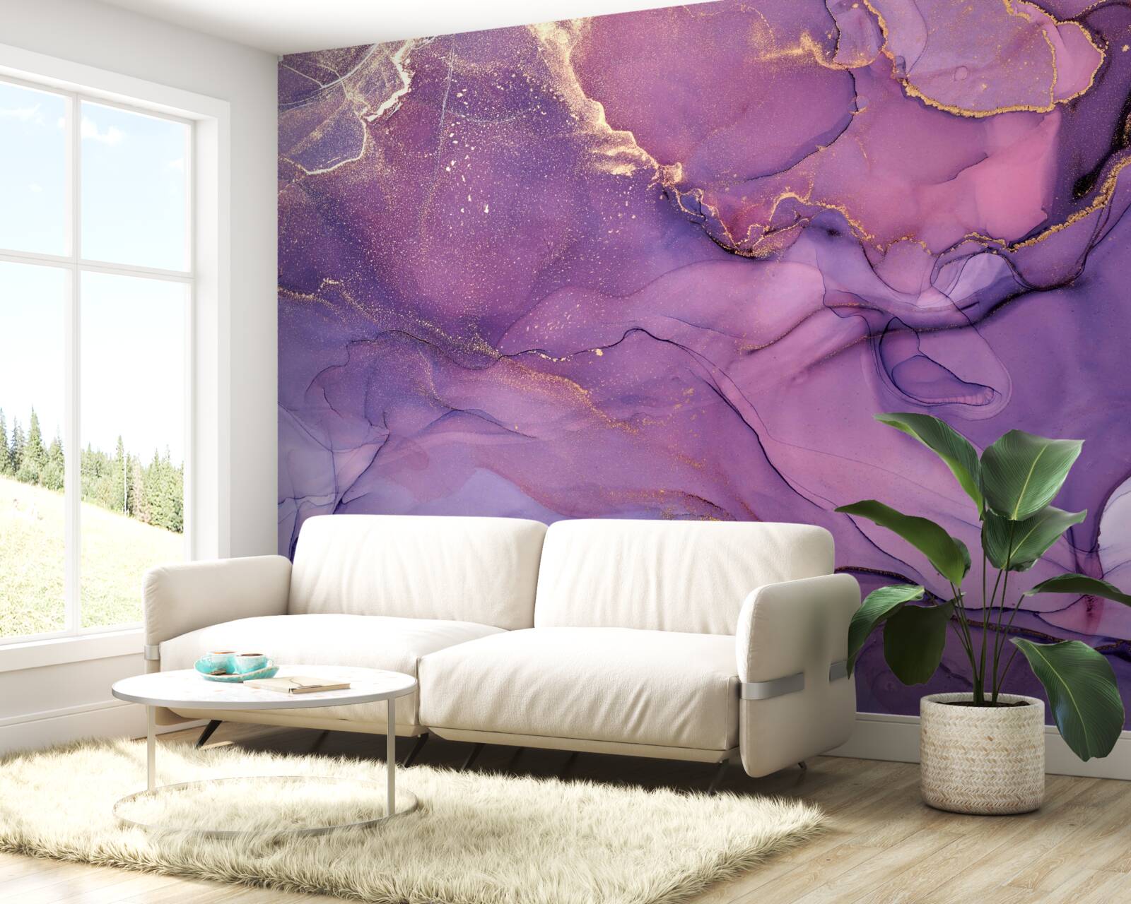 Fototapeta mramorové pozadie v lila odtieni so zlatými prvkami