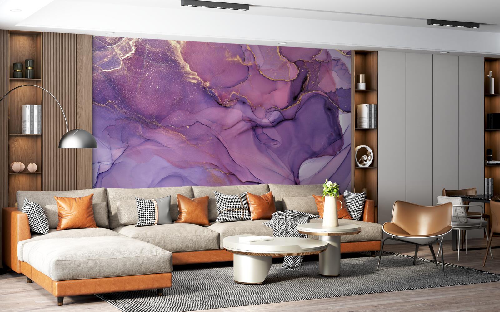 Fototapeta mramorové pozadie v lila odtieni so zlatými prvkami