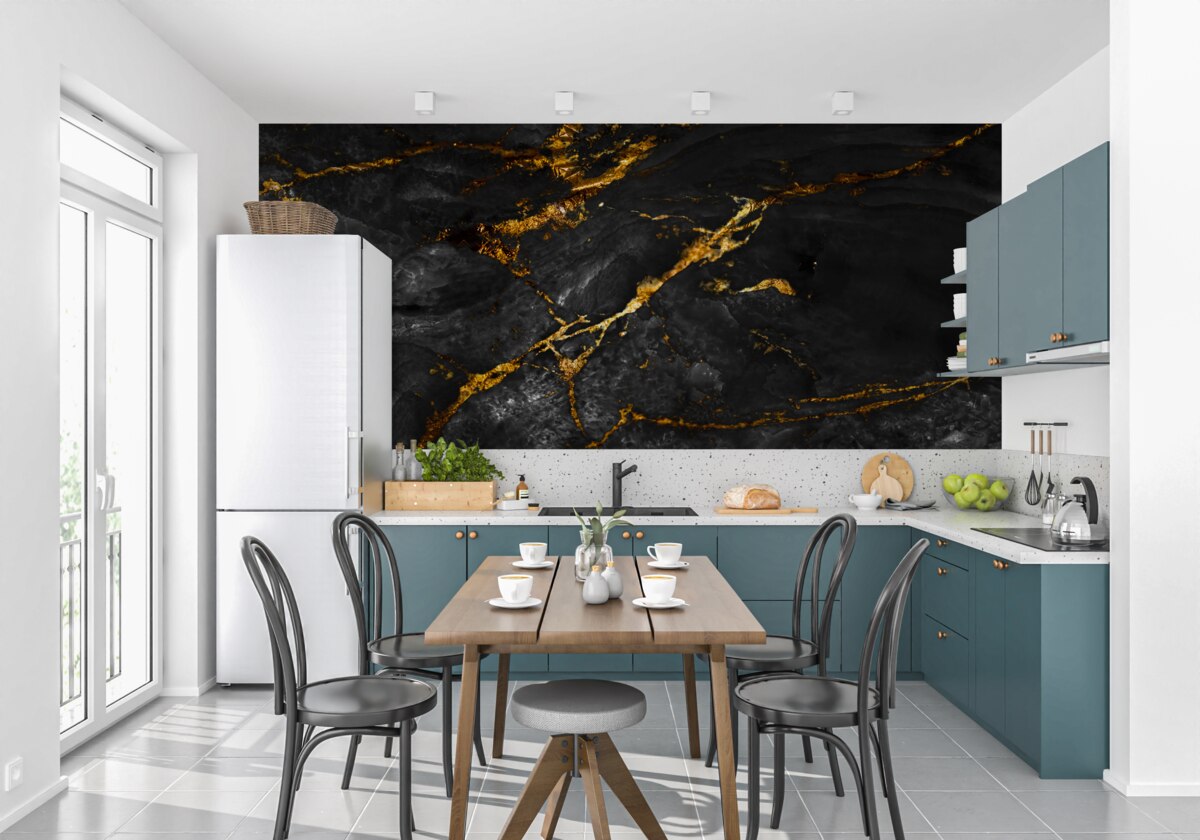 Fototapeta čierny mramor so zlatými žilami