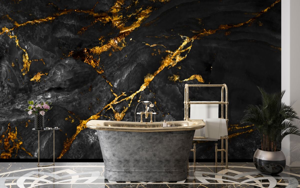 Fototapeta čierny mramor so zlatými žilami