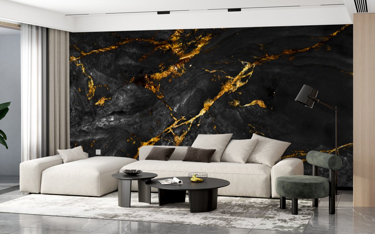 Fototapeta čierny mramor so zlatými žilami