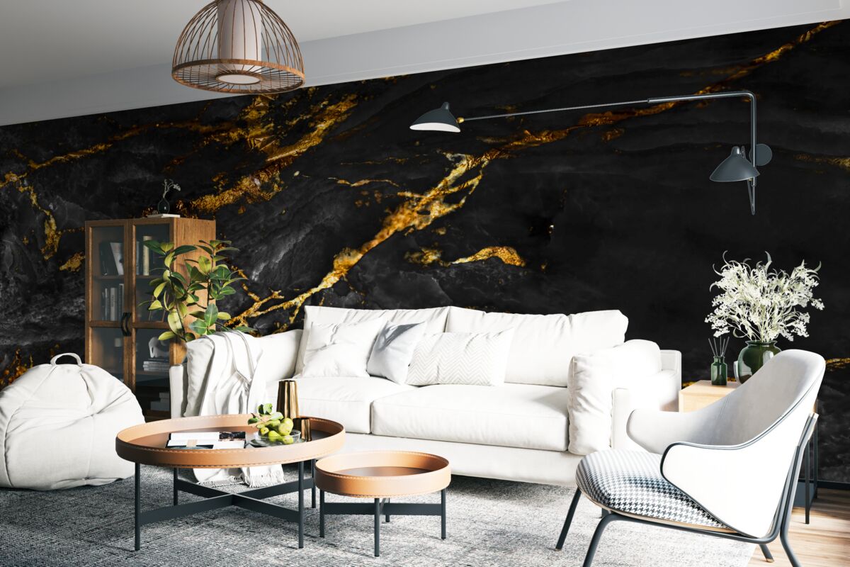 Fototapeta čierny mramor so zlatými žilami
