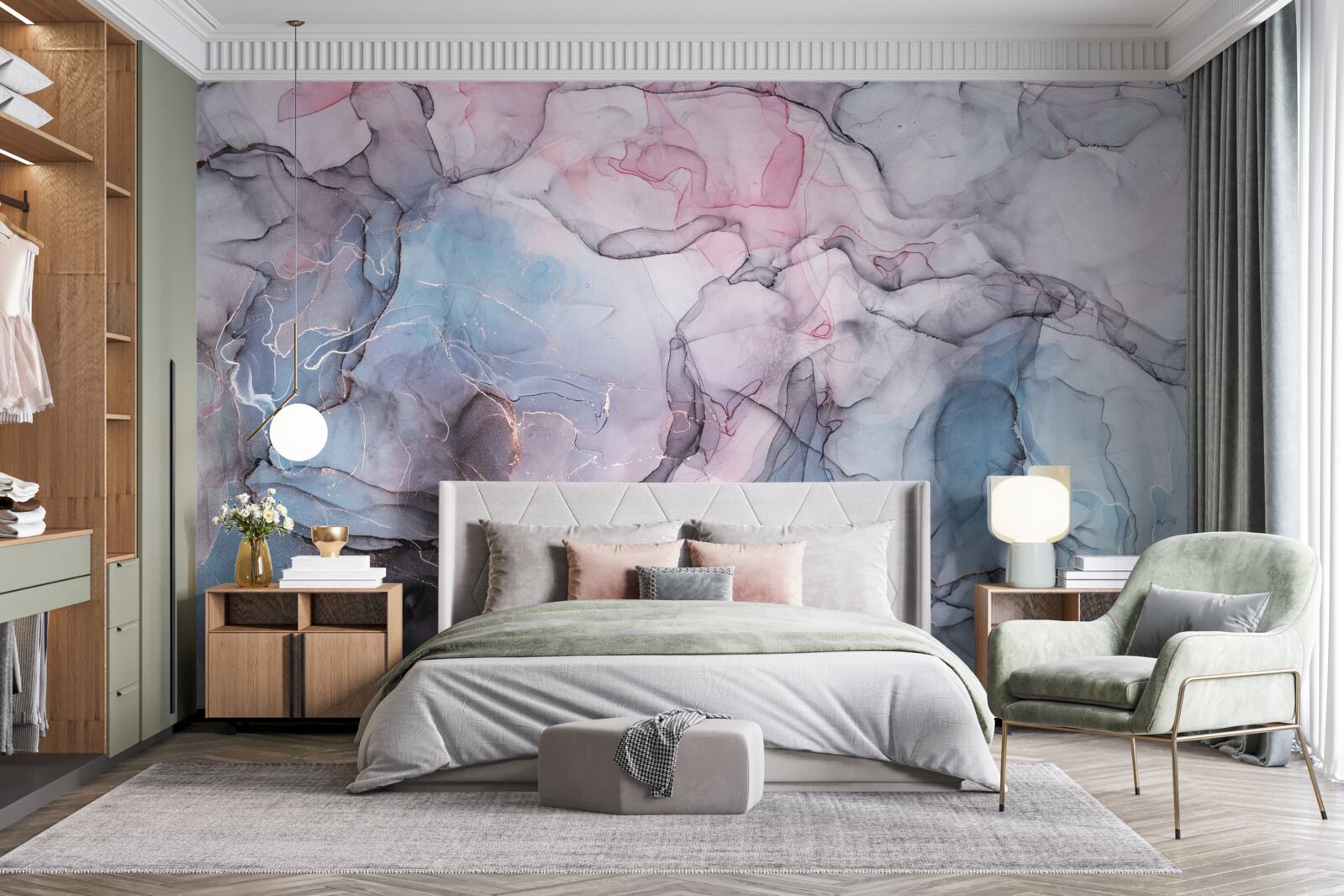 Fototapeta abstraktný mramor v odtieňoch ružovej a modrej