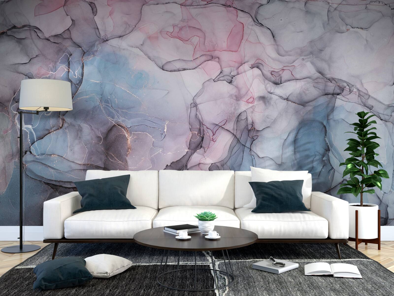 Fototapeta abstraktný mramor v odtieňoch ružovej a modrej