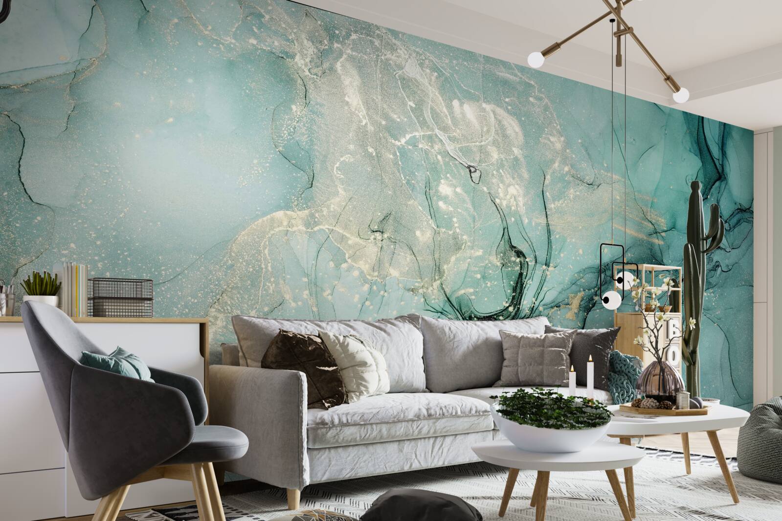 Fototapeta voľný tok zelenej a bielej