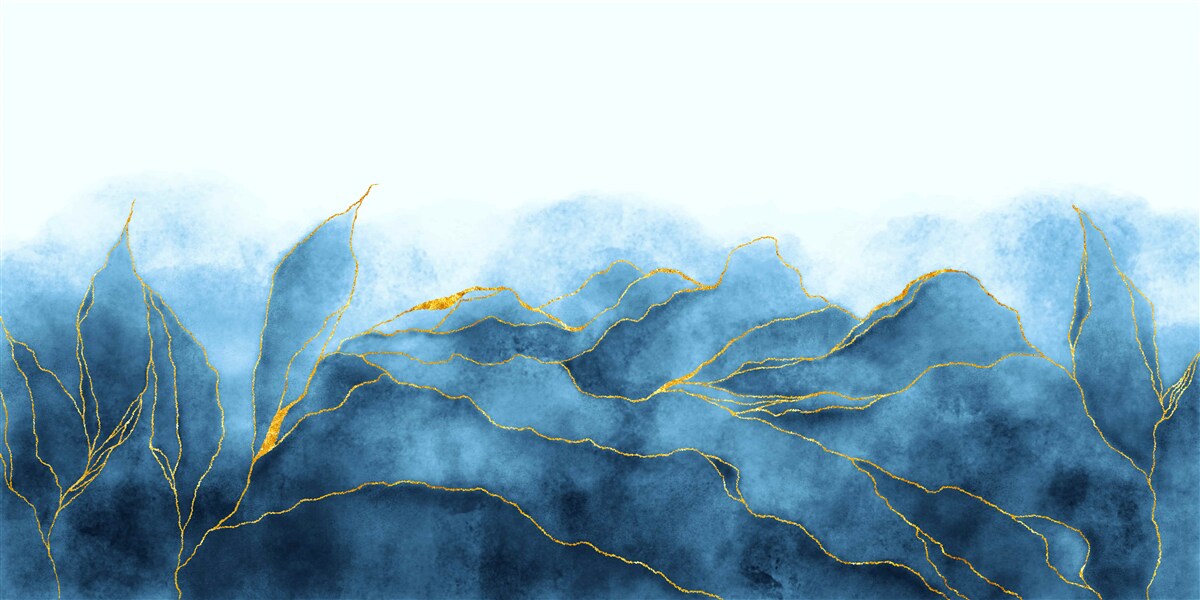 Fototapeta akvarelové listy v odtieňoch modrej