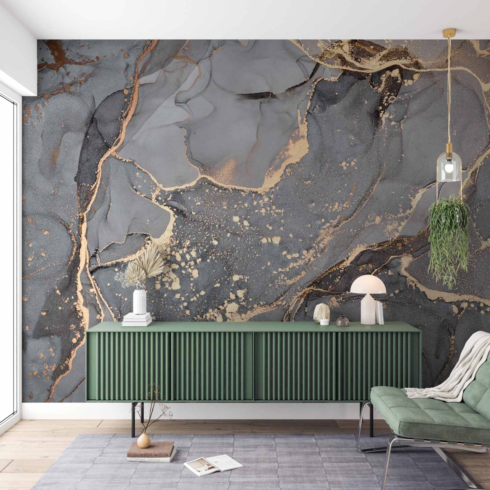 Fototapeta abstraktná akvarelová tvorba v odtieňoch sivej a zlatej