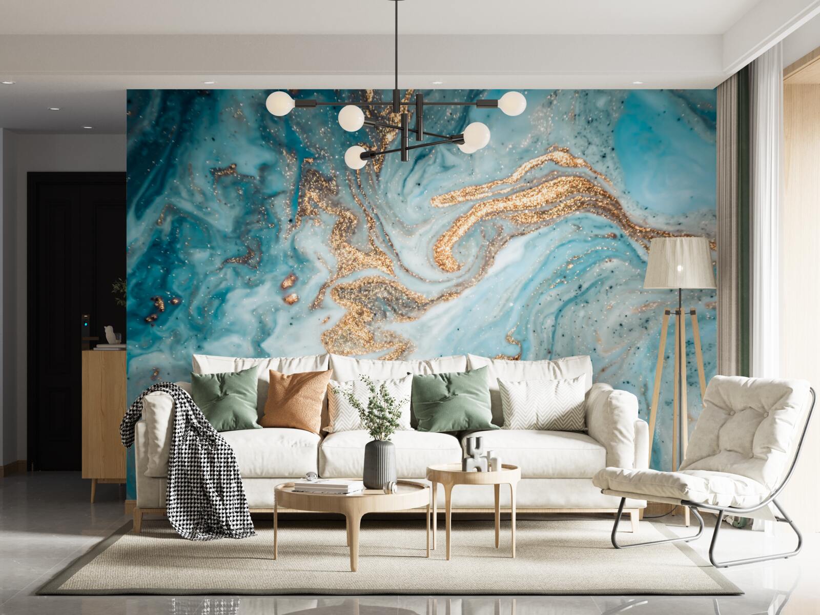 Fototapeta vibrácie v odtieňoch modrej a zlatej