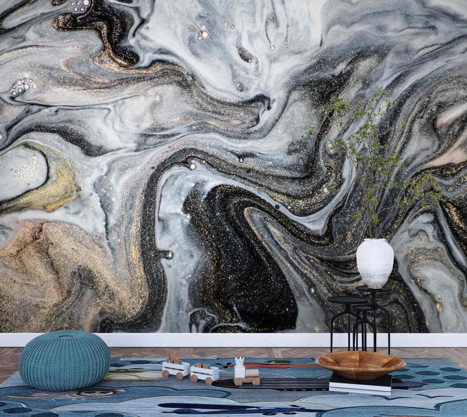 Fototapeta čierny mramor so zlatými žilami